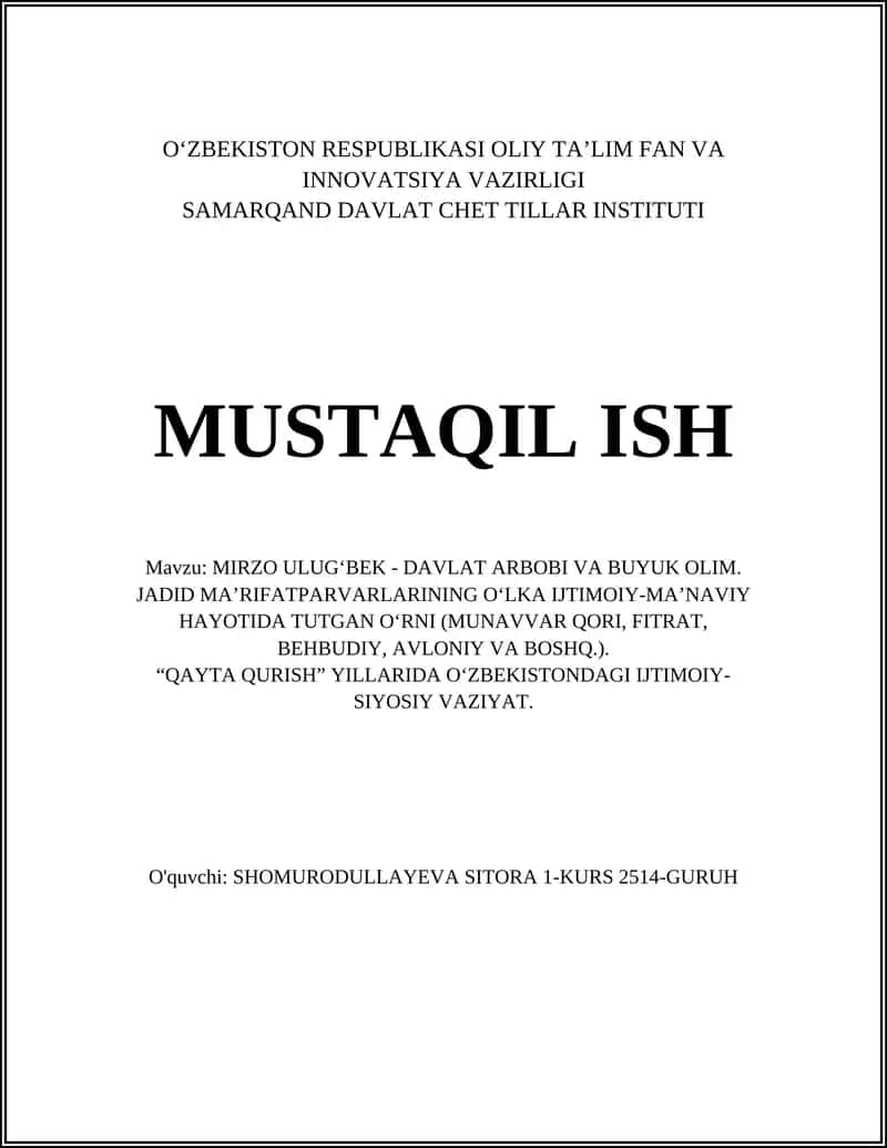 MIRZO ULUG‘BEK - DAVLAT ARBOBI VA BUYUK OLIM 1