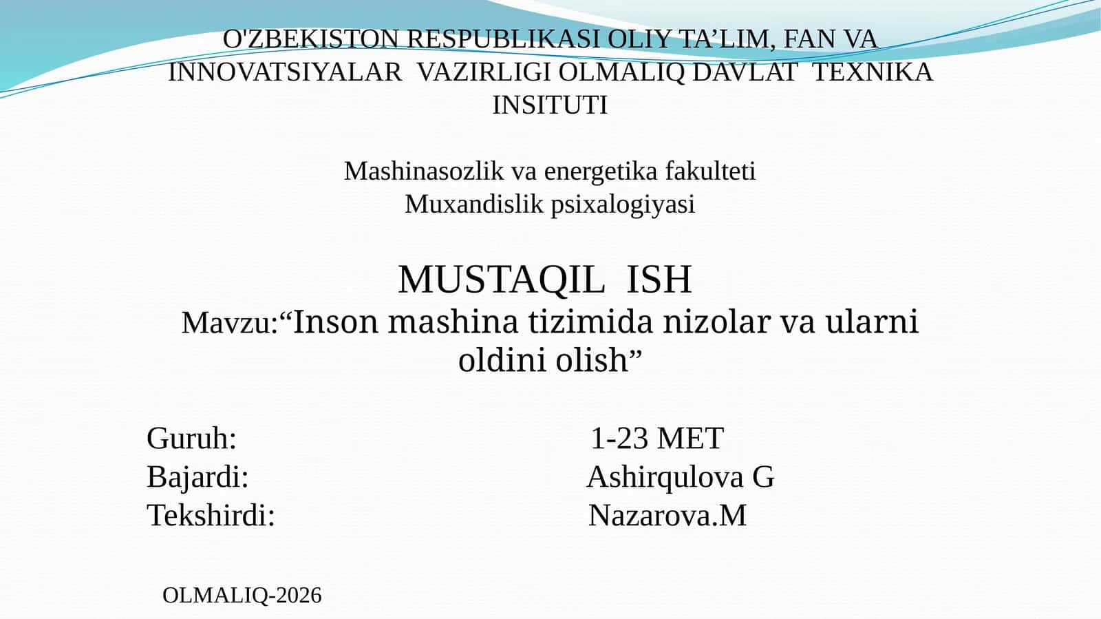 Inson mashina tizimida nizolar va ularni oldini olish 1
