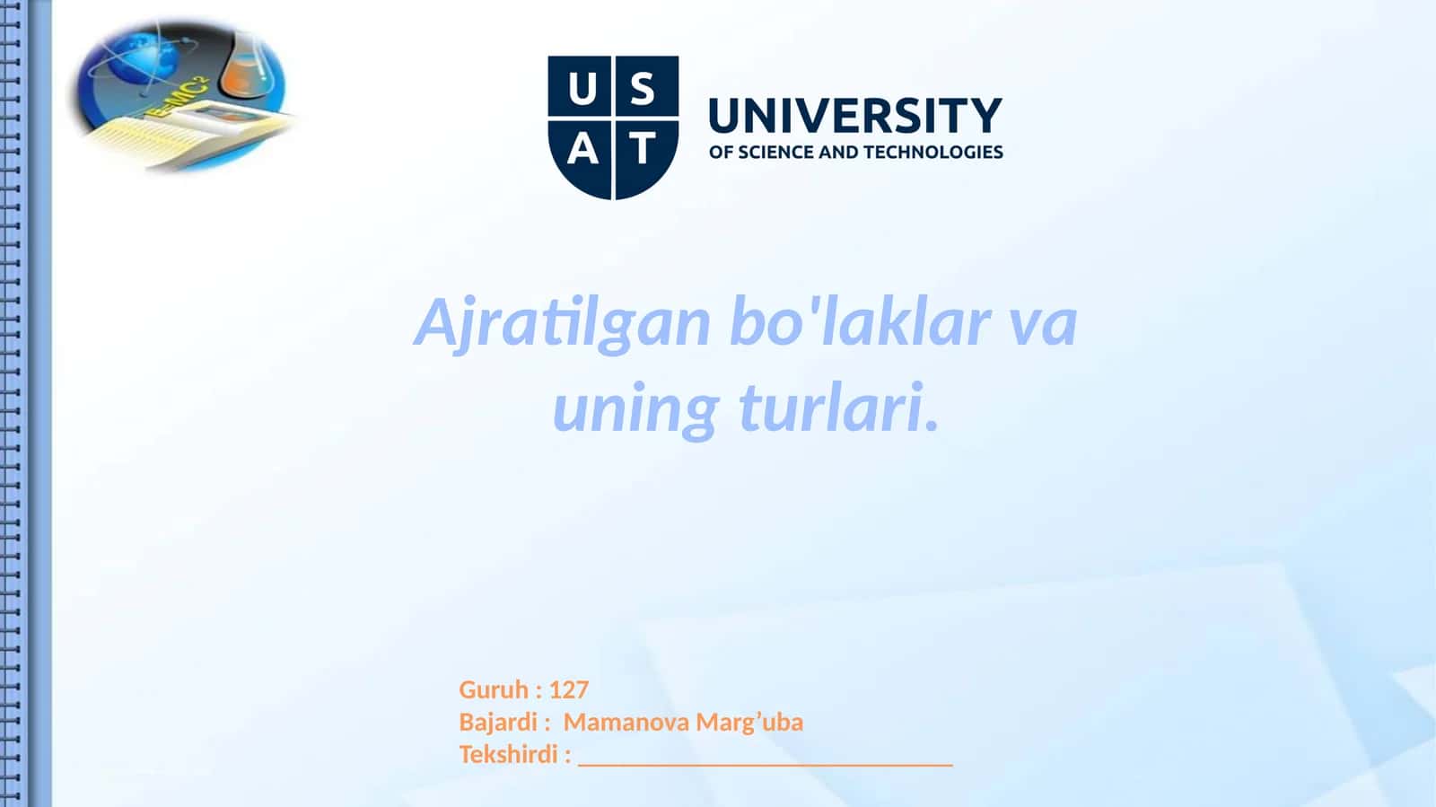 Ajratilgan bo'laklar va uning turlari 1