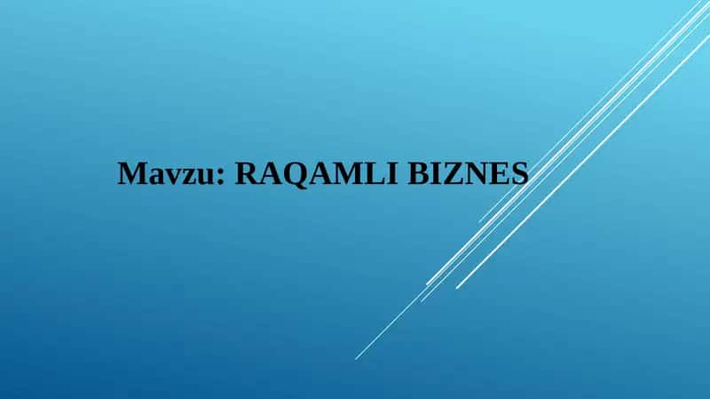 RAQAMLI BIZNES 1