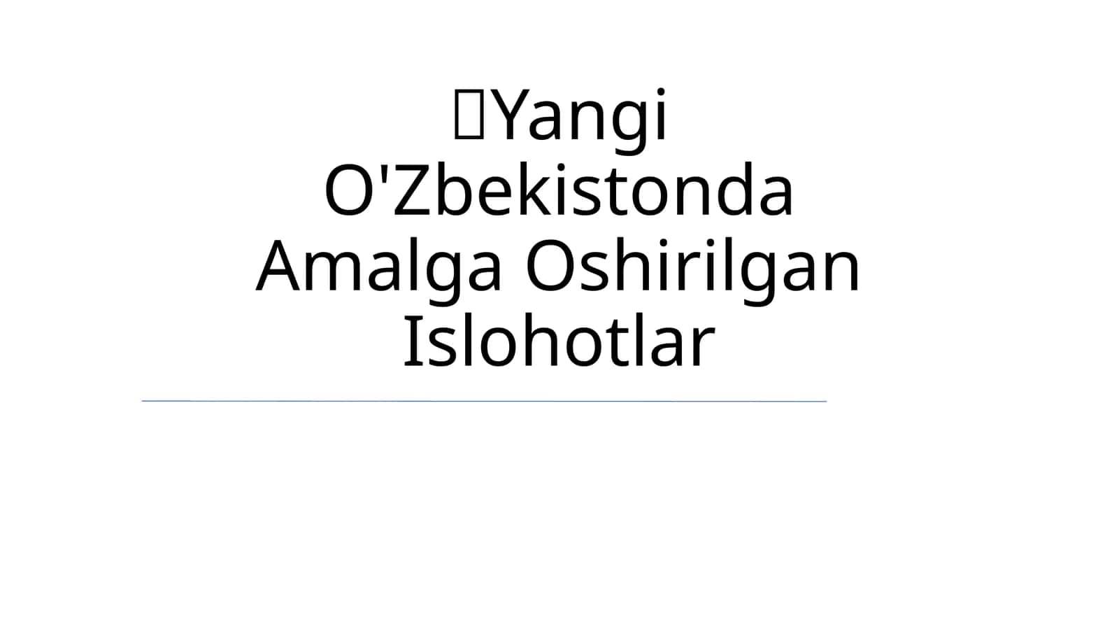O'zbekistonda Iqtisodiy Islohotlar 1