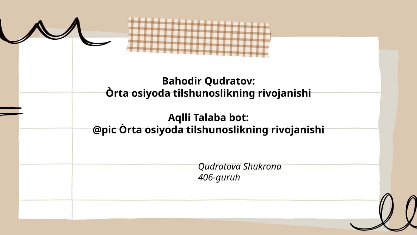 Òrta Osiyo tilshunosligining tarixi 1