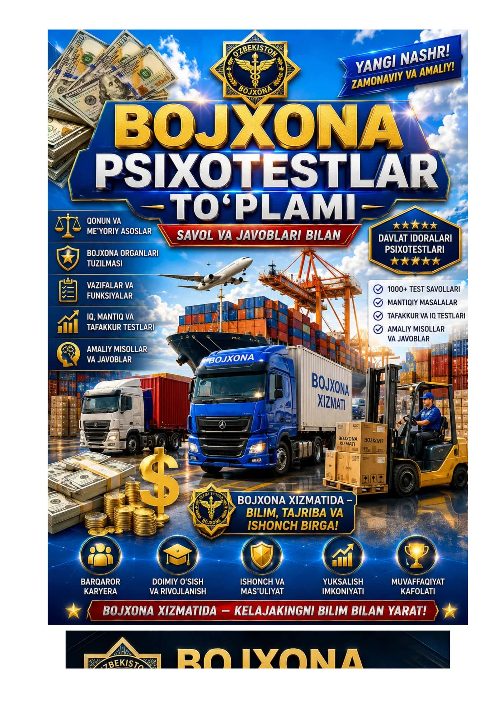 Bojxona qo'mitasiga ishga kirish uchun test savol javoblar toplami 1