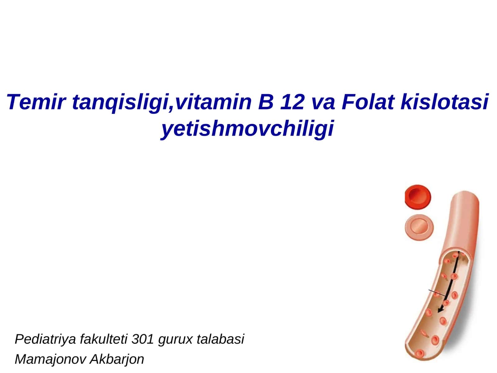 Temir tanqisligi,vitamin B 12 va Folat kislotasiyetishmovchiligi 1