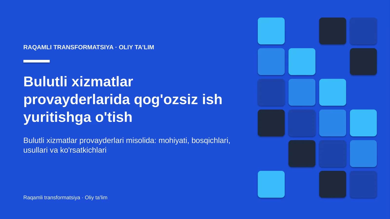 Raqamli TRANSFORMATSIYA · OLIY TA'LIM 1