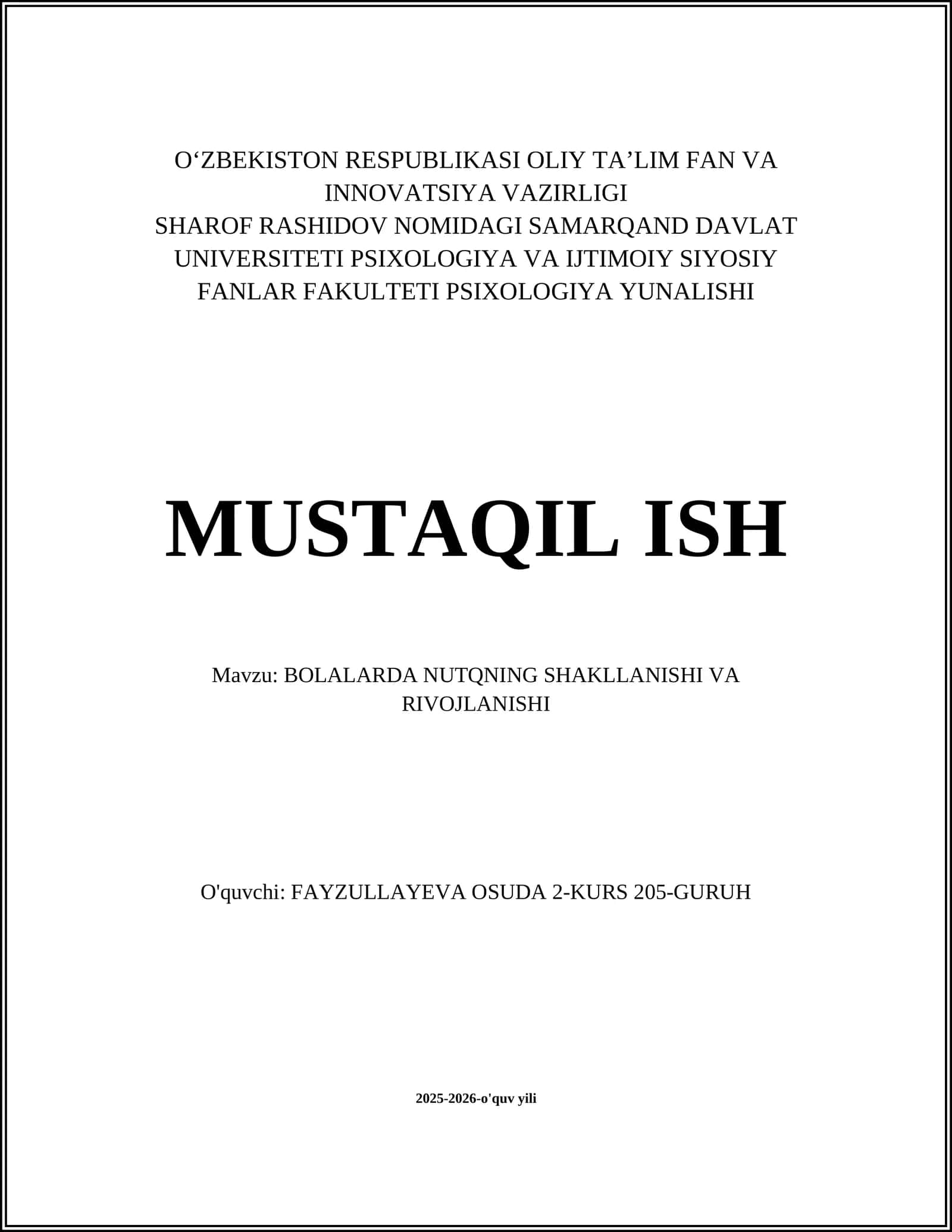 BOLALARDA NUTQNING SHAKLLANISHI VA RIVOJLANISHI 1