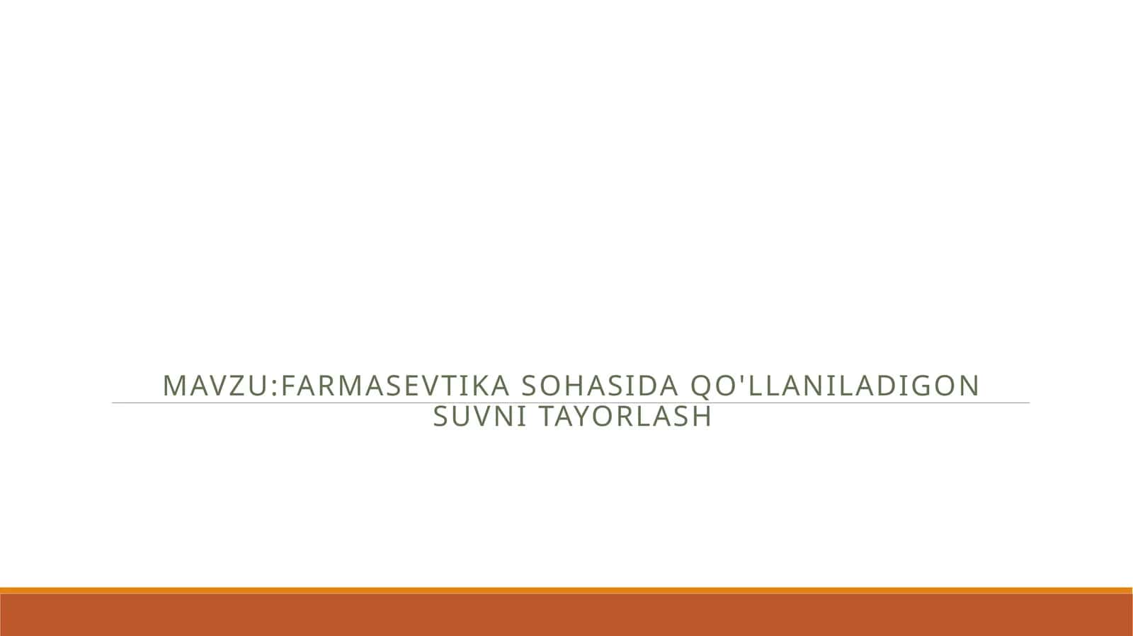 FARMASEVTIKA SOHASIDA QO'LLANILADIGON SUVNI TAYORLASH 1