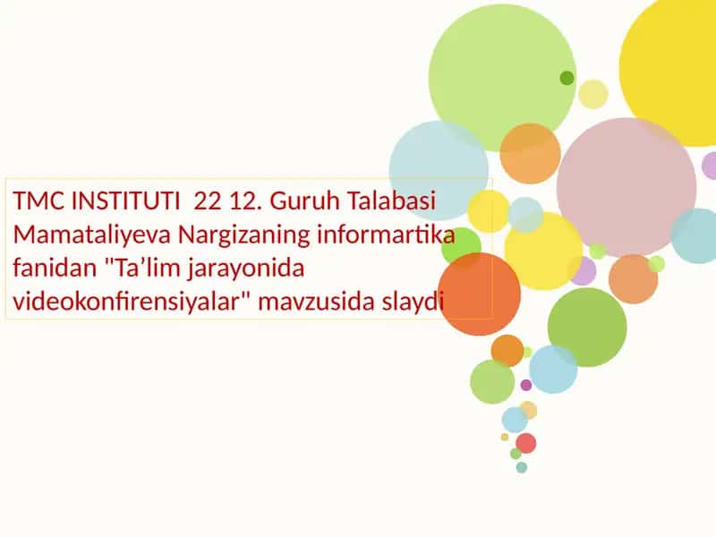"Taʼlim jarayonida videokonfirensiyalar" 1