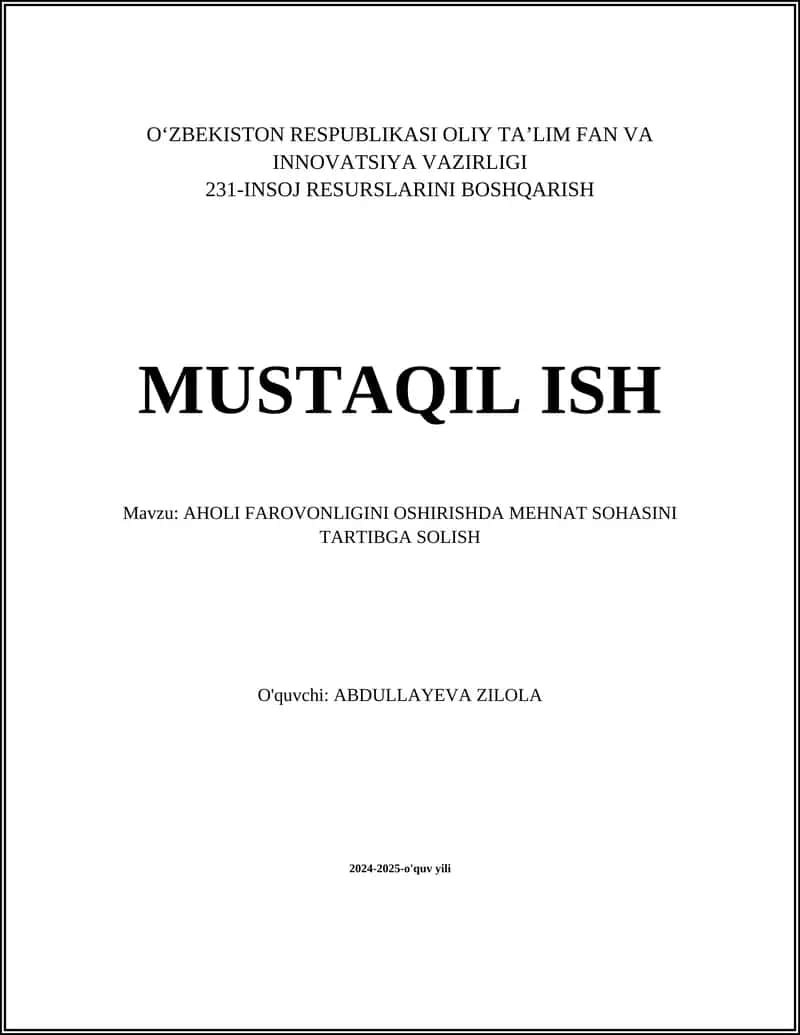 AHOLI FAROVONLIGINI OSHIRISHDA MEHNAT SOHASINI TARTIBGA SOLISH 1