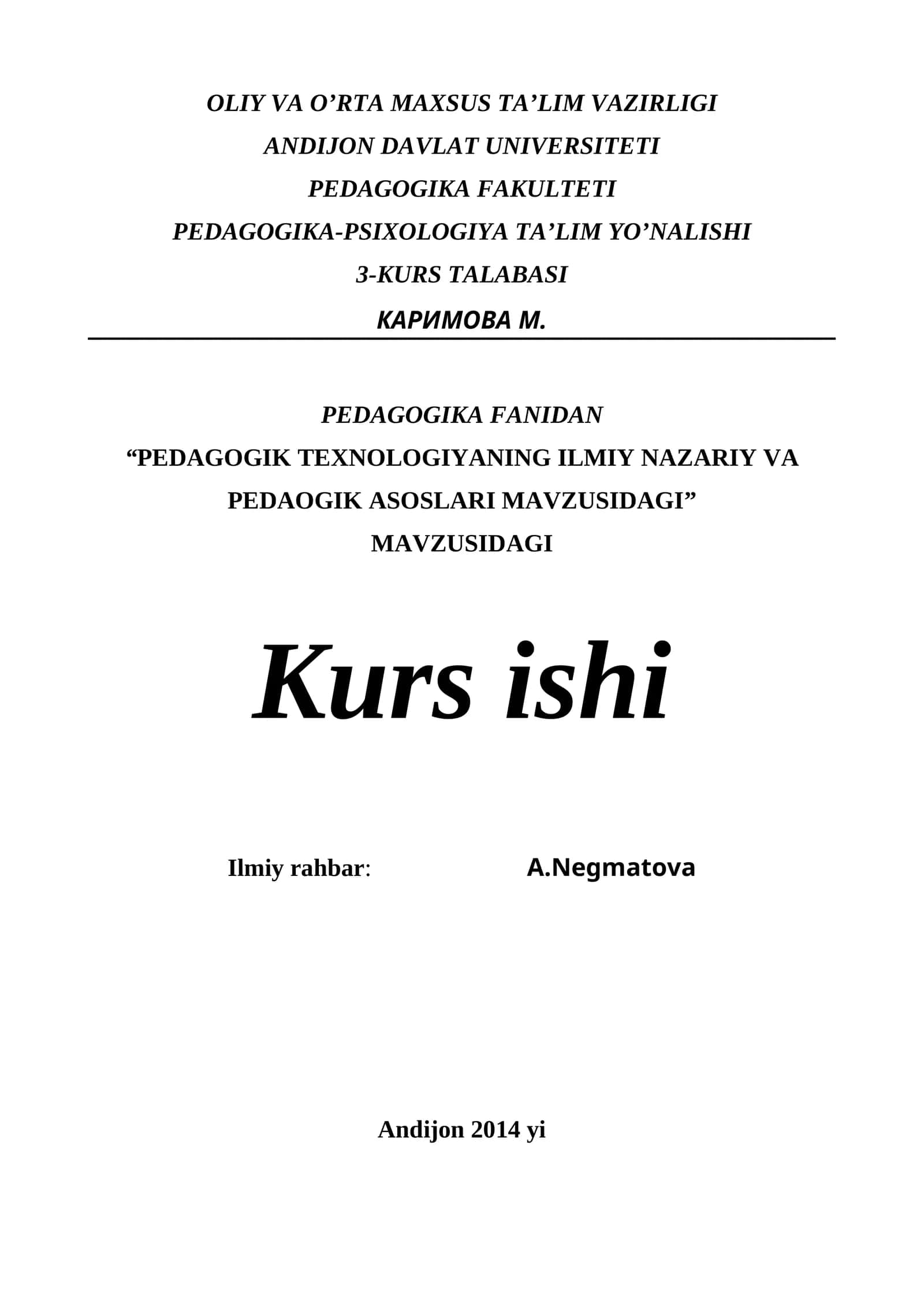PEDAGOGIK TEXNOLOGIYANING ILMIY NAZARIY VA PEDAOGIK ASOSLARI 1