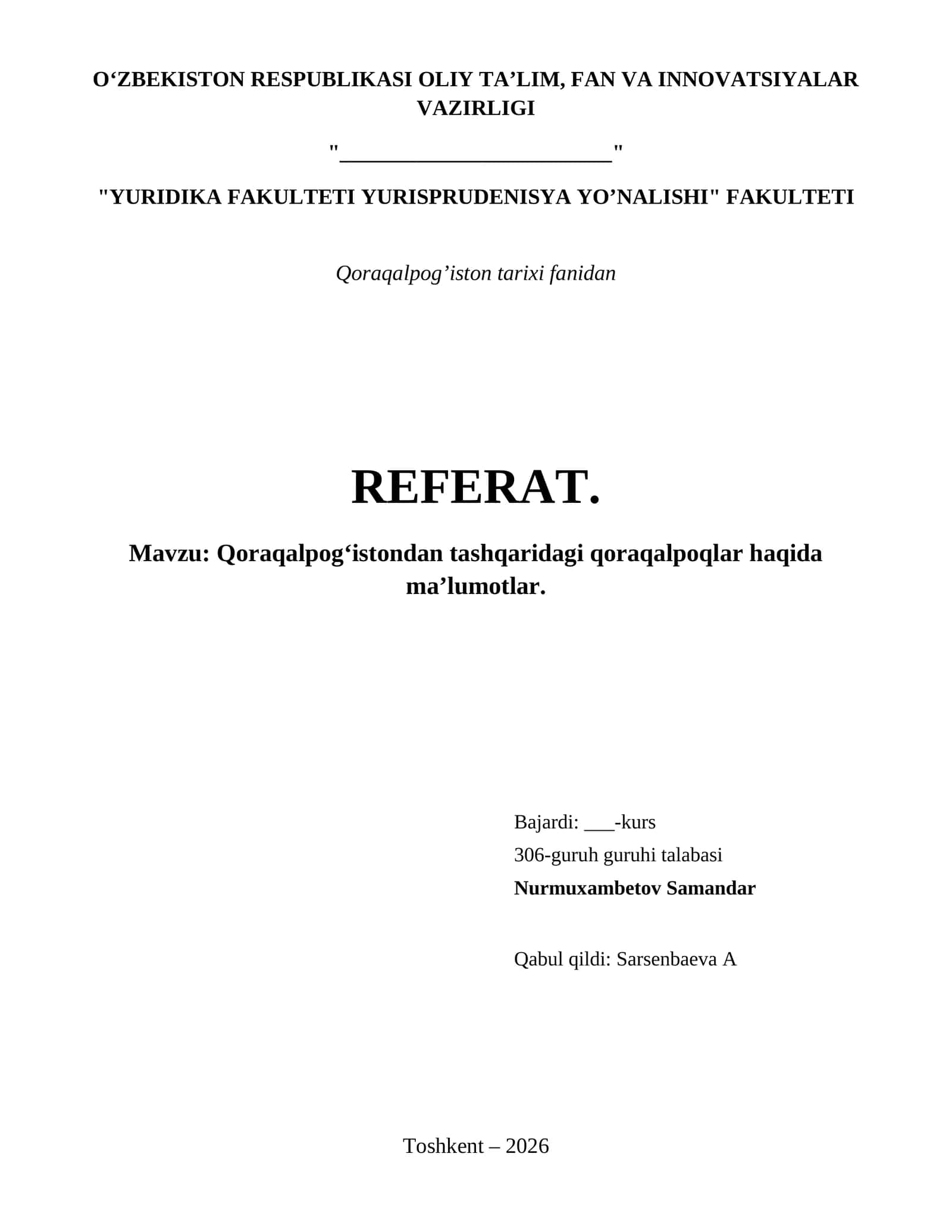 Qoraqalpog‘istondan tashqaridagi qoraqalpoqlar haqida ma’lumotlar. 1
