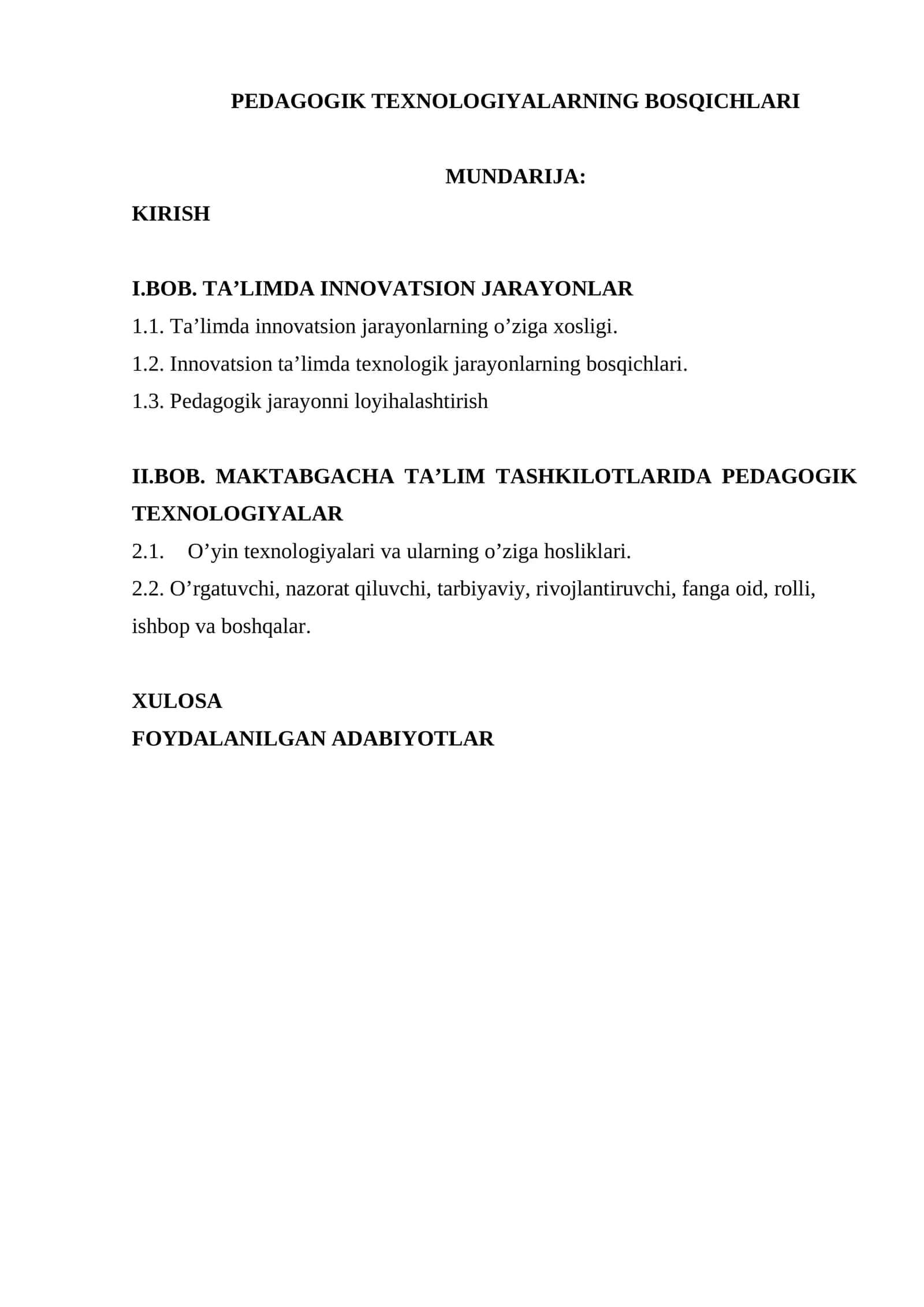 PEDAGOGIK TEXNOLOGIYALARNING BOSQICHLARI 1