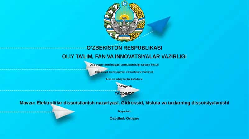Elektrolitlar dissotsilanish nazariyasi 1