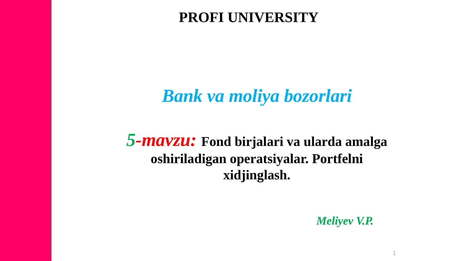 Fond birjalari va ularda amalga oshiriladigan operatsiyalar 1