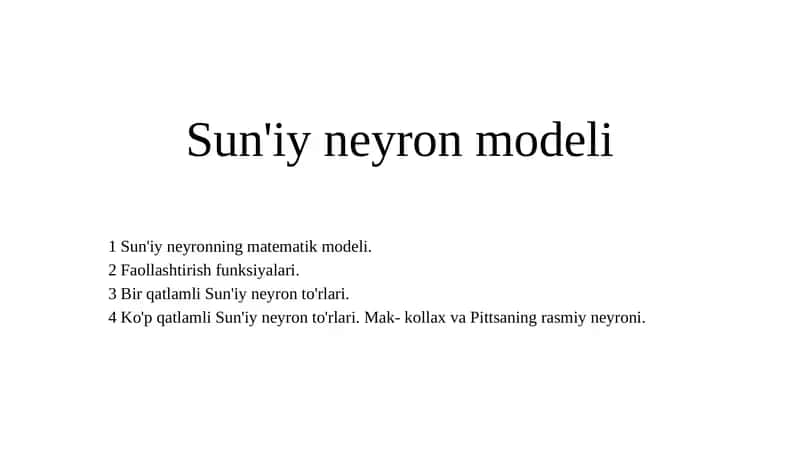 Sun'iy neyron modeli 1