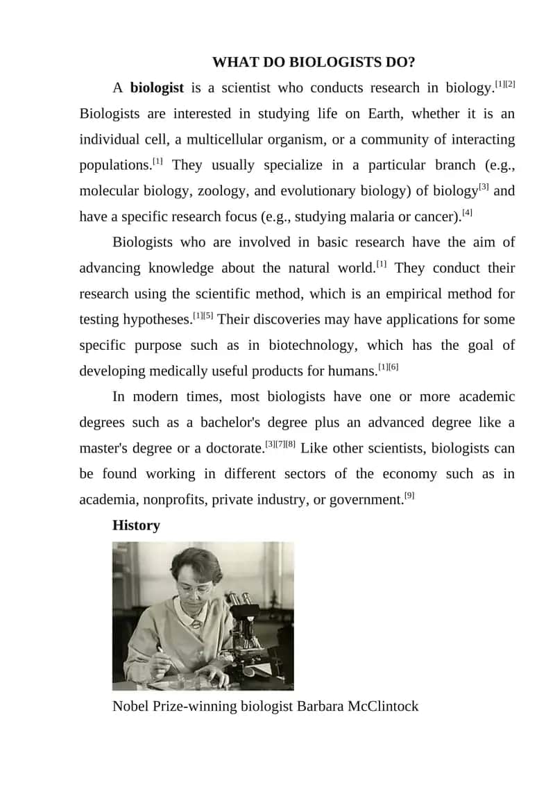 WHAT DO BIOLOGISTS DO? 1