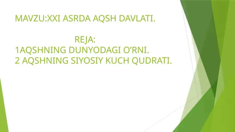 XXI ASRDA AQSH DAVLATI 1