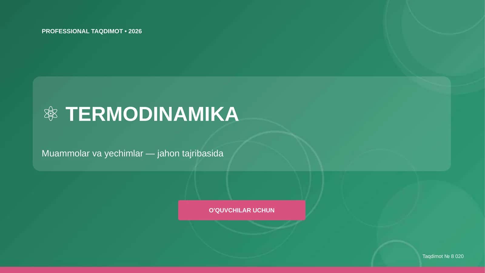 Termodinamika: muammolar va yechimlar 1