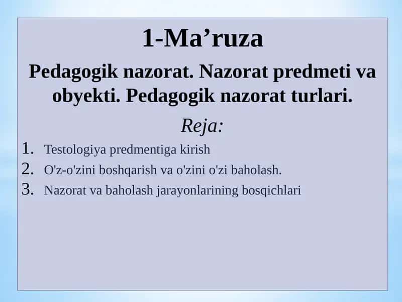 Ma’ruza 1