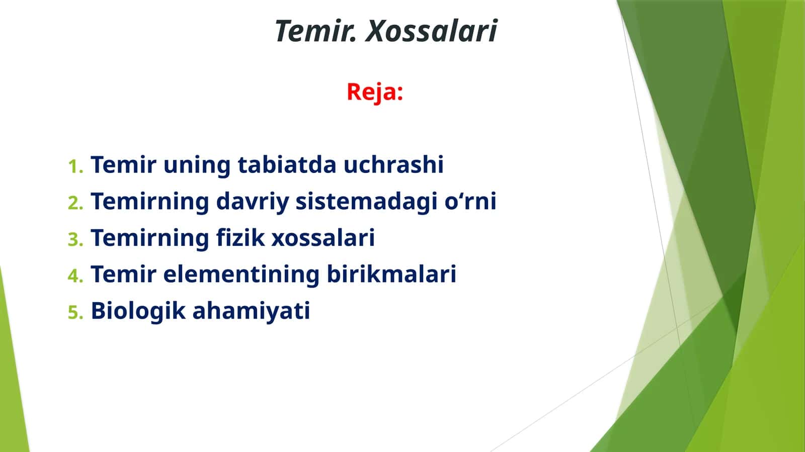 Temir. Xossalari 1