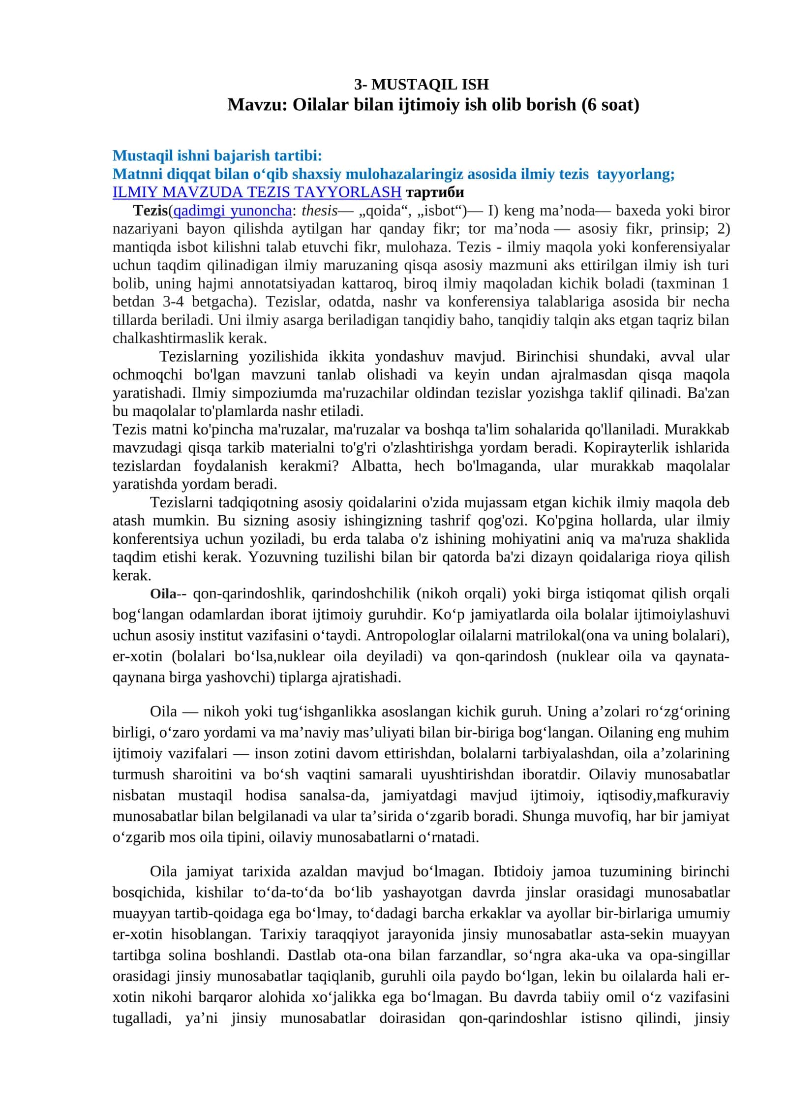 Oilalar bilan ijtimoiy ish olib borish 1