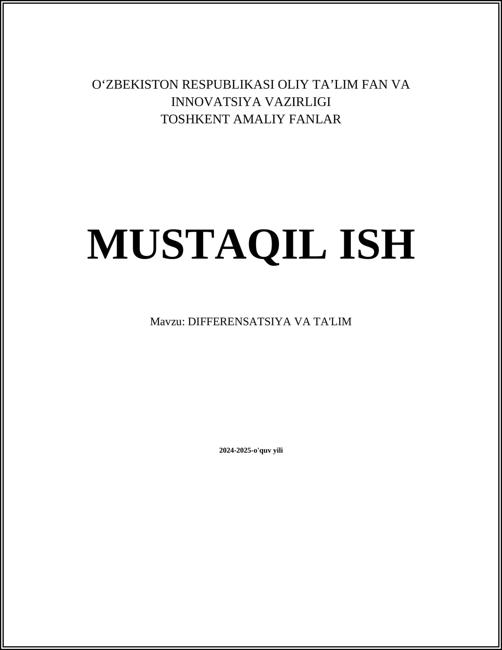 DIFFERENSATSIYA VA TA'LIM 1