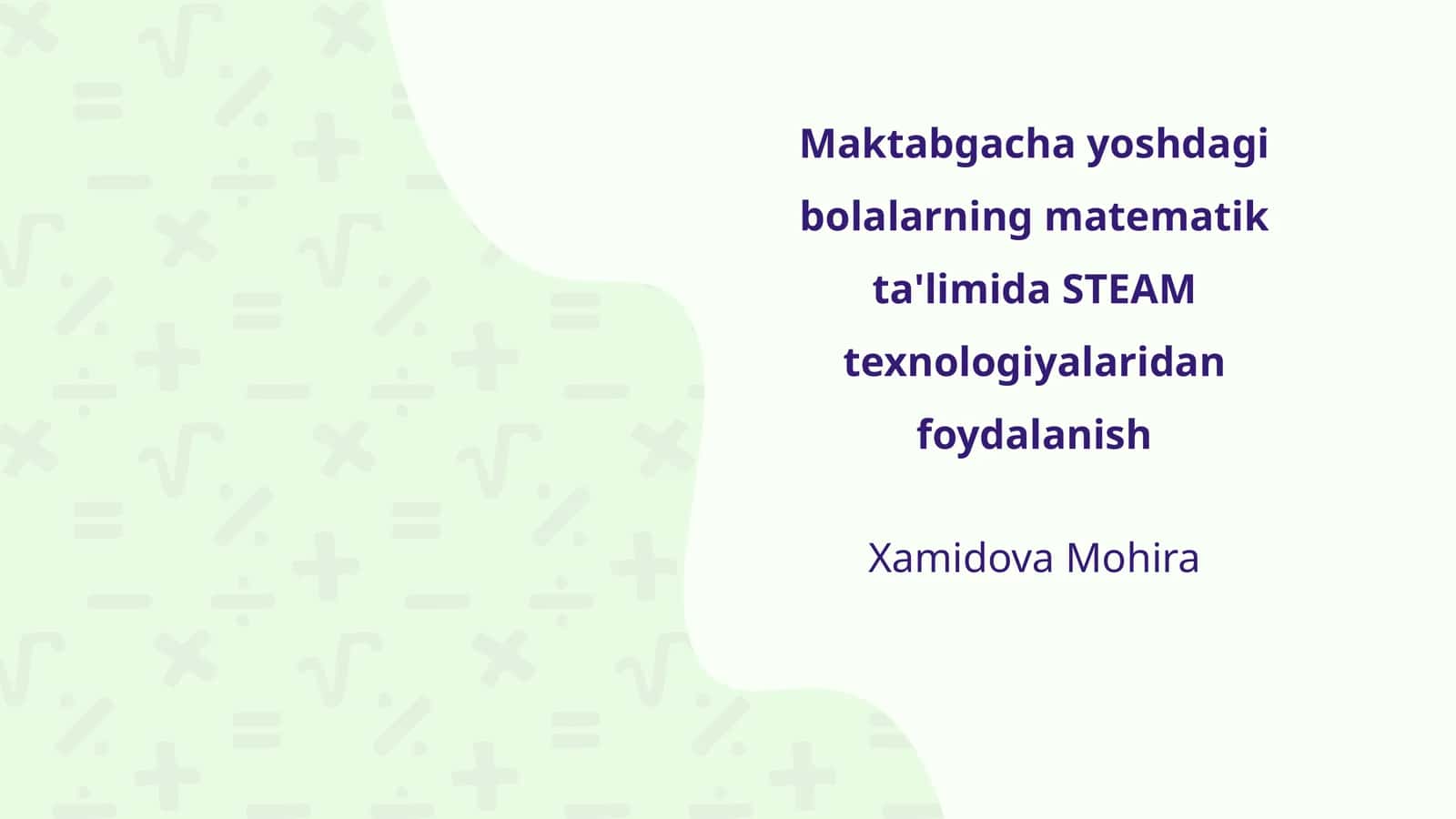 STEAM texnologiyalari bilan matematik ta'limi 1