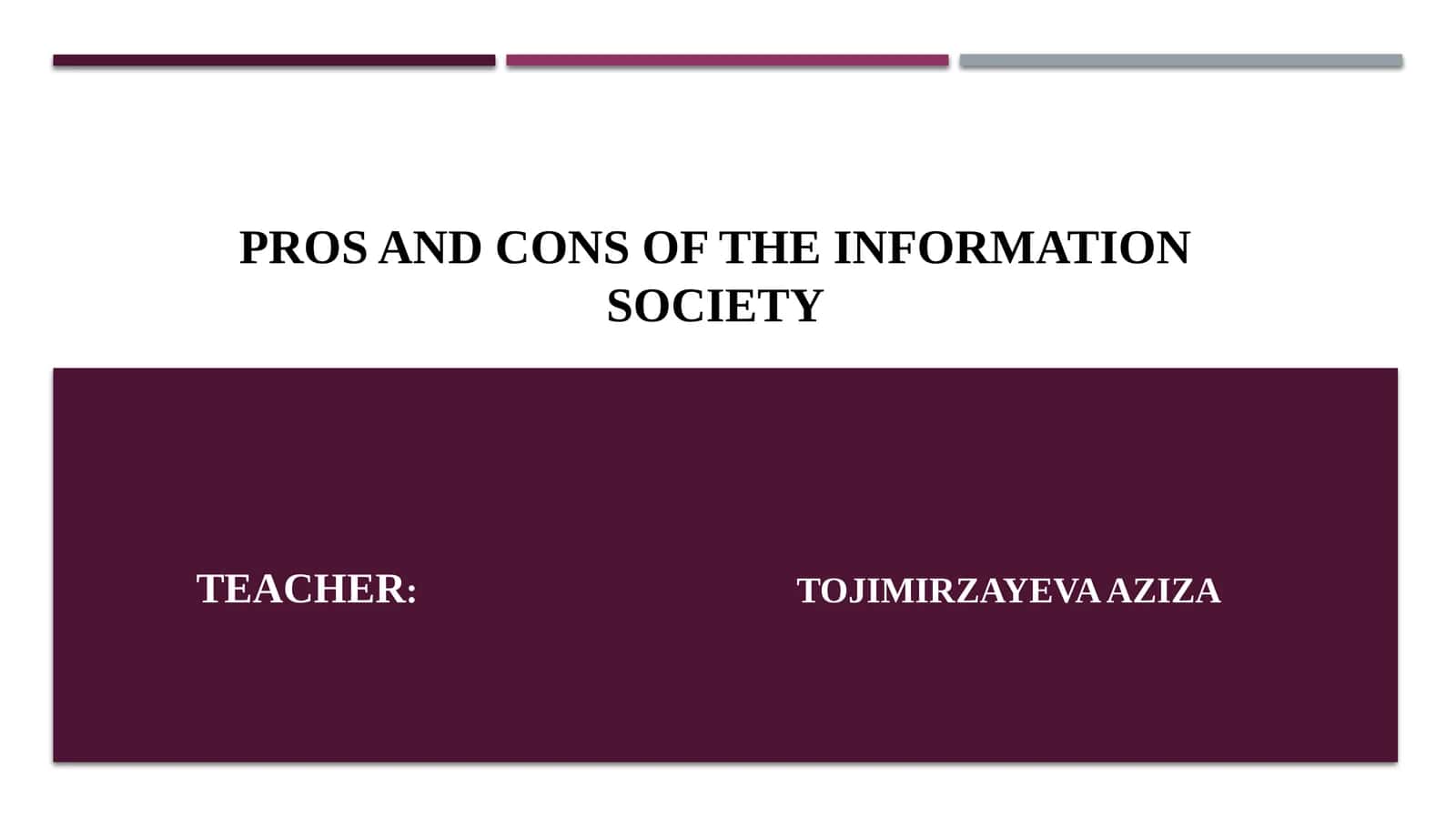Pros and Cons of the Information Society 1