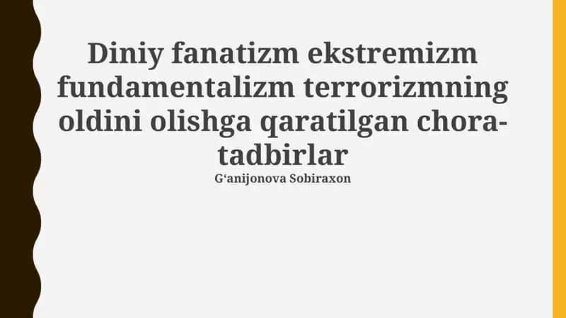 Diniy Ekstremizm va Huquqshunoslik 1