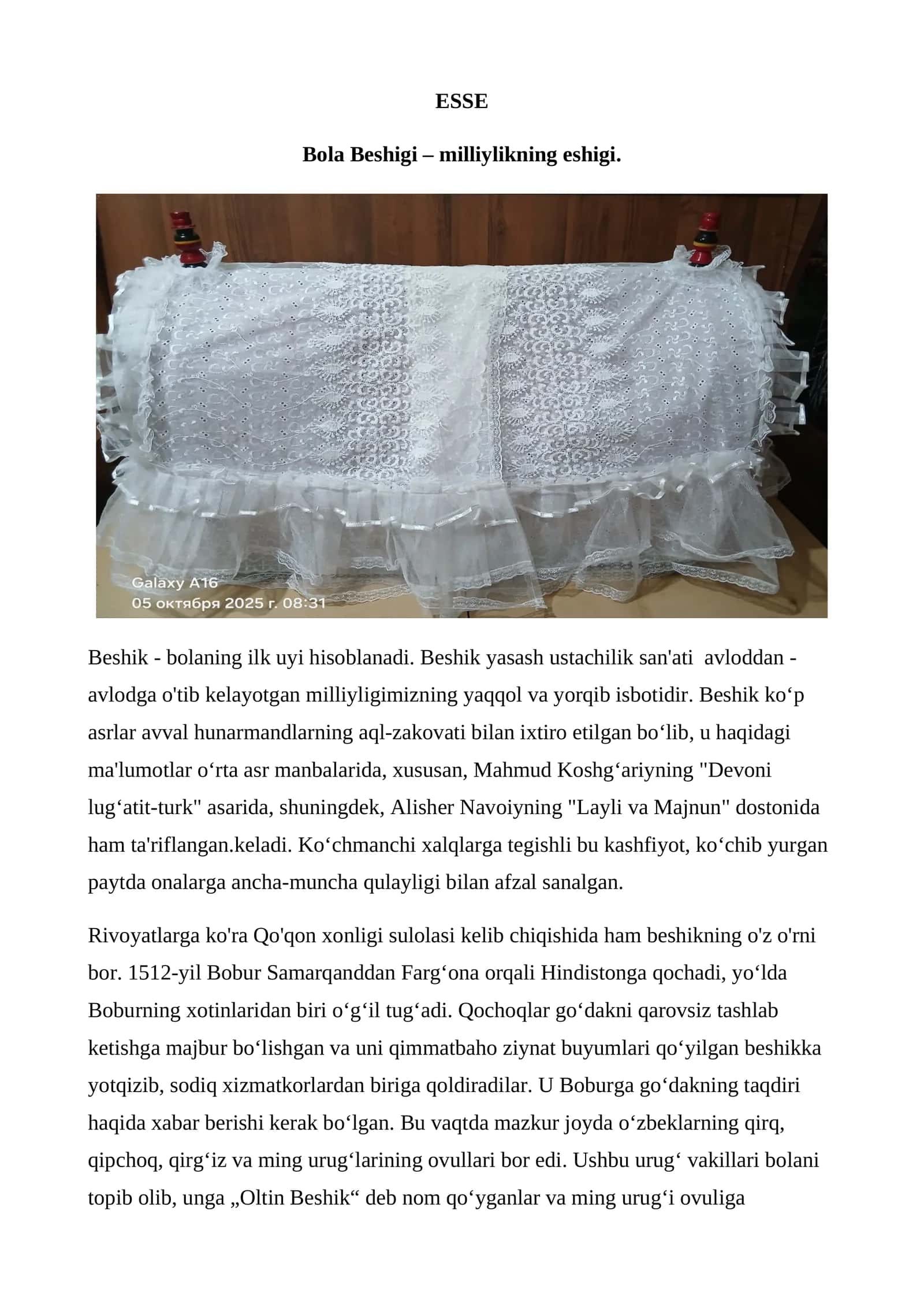 Bola Beshigi – milliylikning eshigi. mavzusida maruza 1