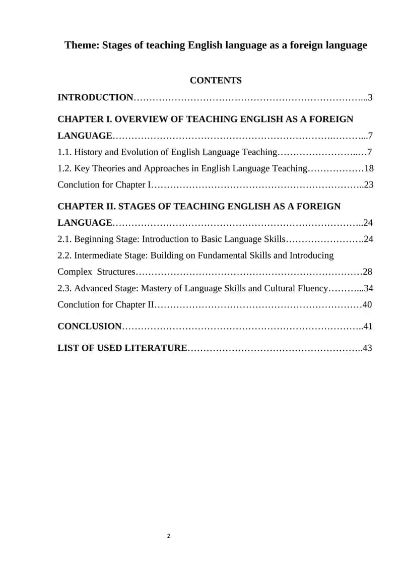 Stages of teaching English language as a foreign language 1