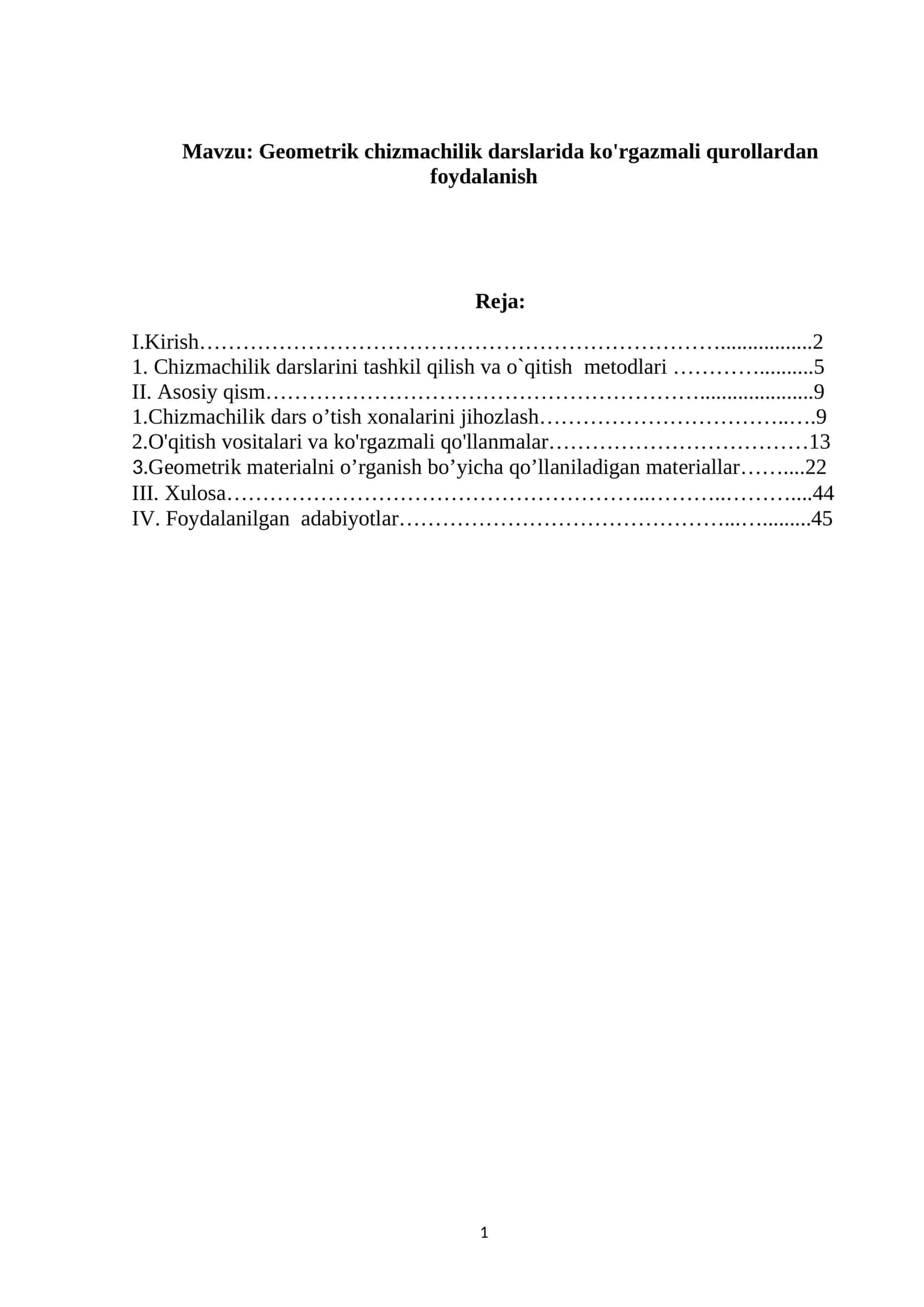 Geometrik chizmachilik darslarida ko'rgazmali qurollardan foydalanish 1