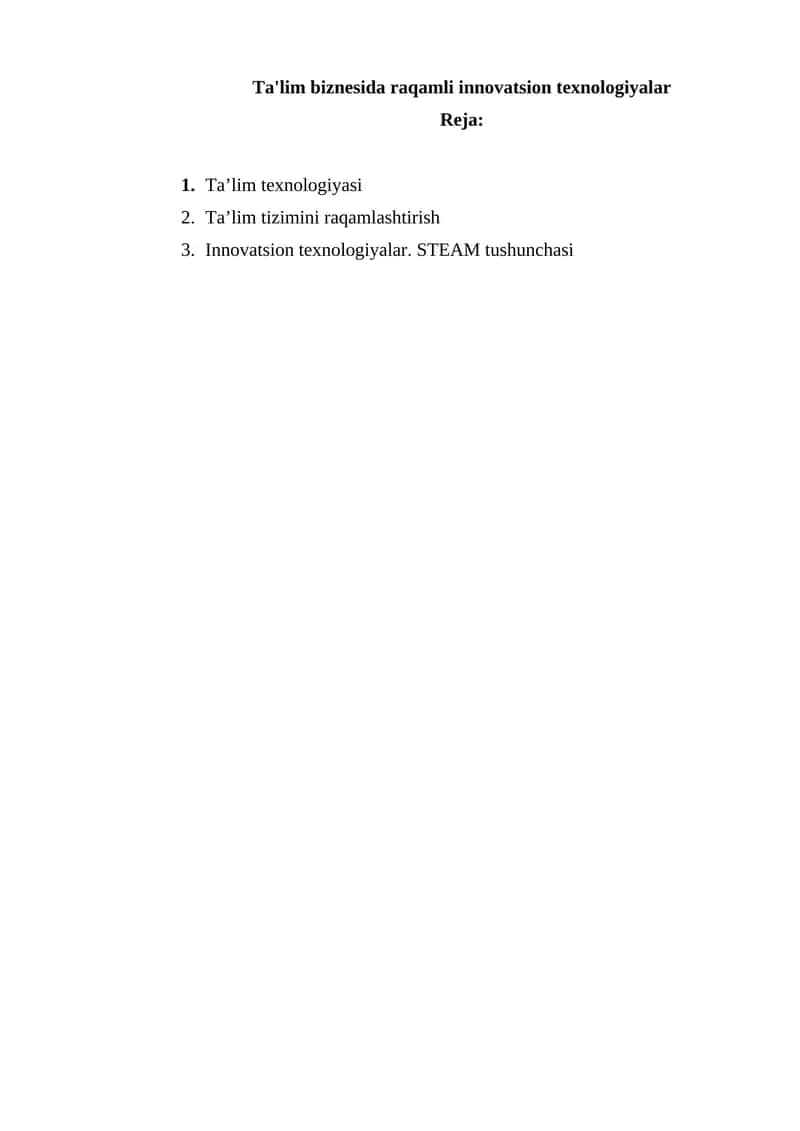 Ta'lim biznesida raqamli innovatsion texnologiyalar 1