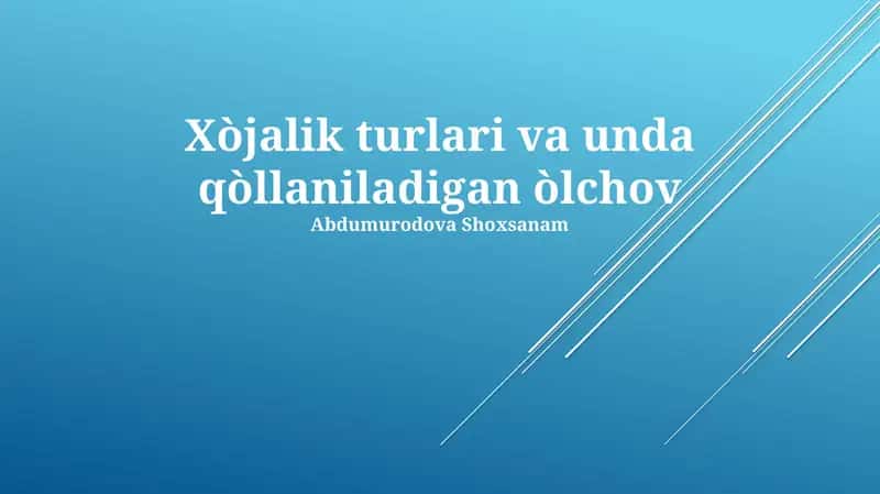 Uy xo'jaliklarida o'lchovlar 1