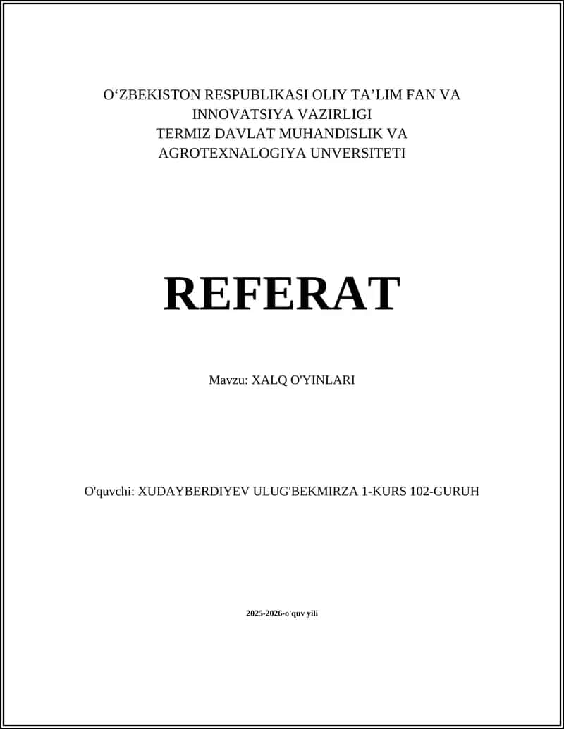 XALQ O'YINLARI 1