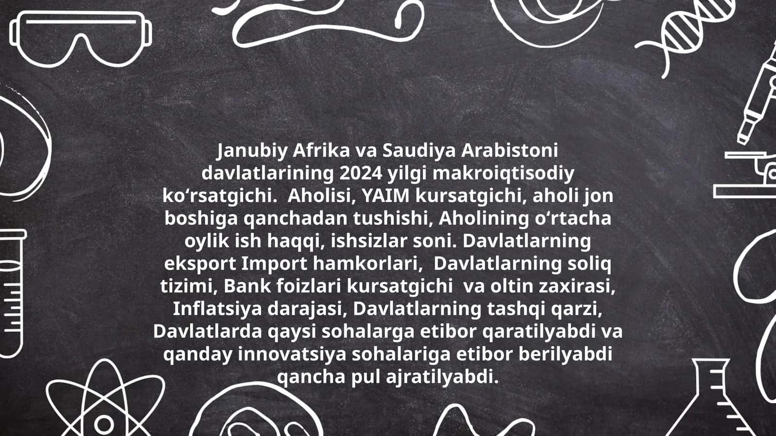2024 yilgi Janubiy Afrika va Saudiya Arabistoni davlatlari makroiqtisodiy koʻrsatgichlari 1