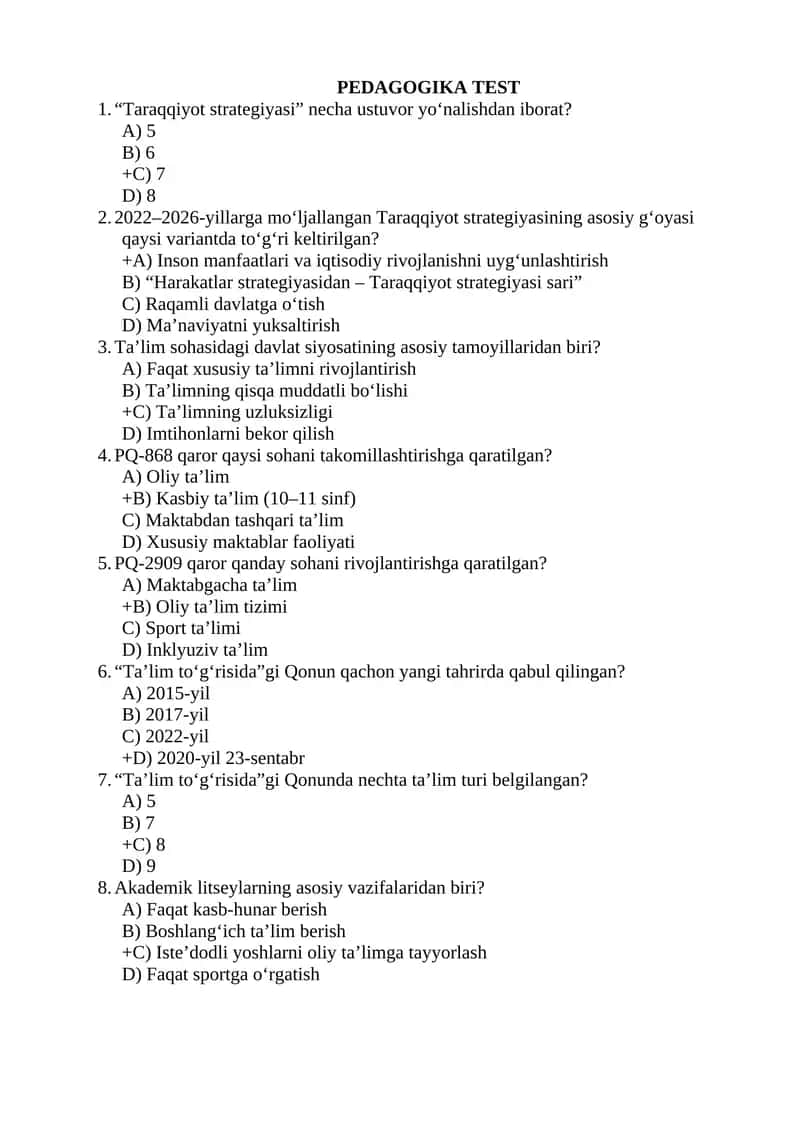 PEDAGOGIKA TEST 1