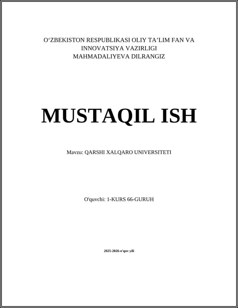 QARSHI XALQARO UNIVERSITETI 1