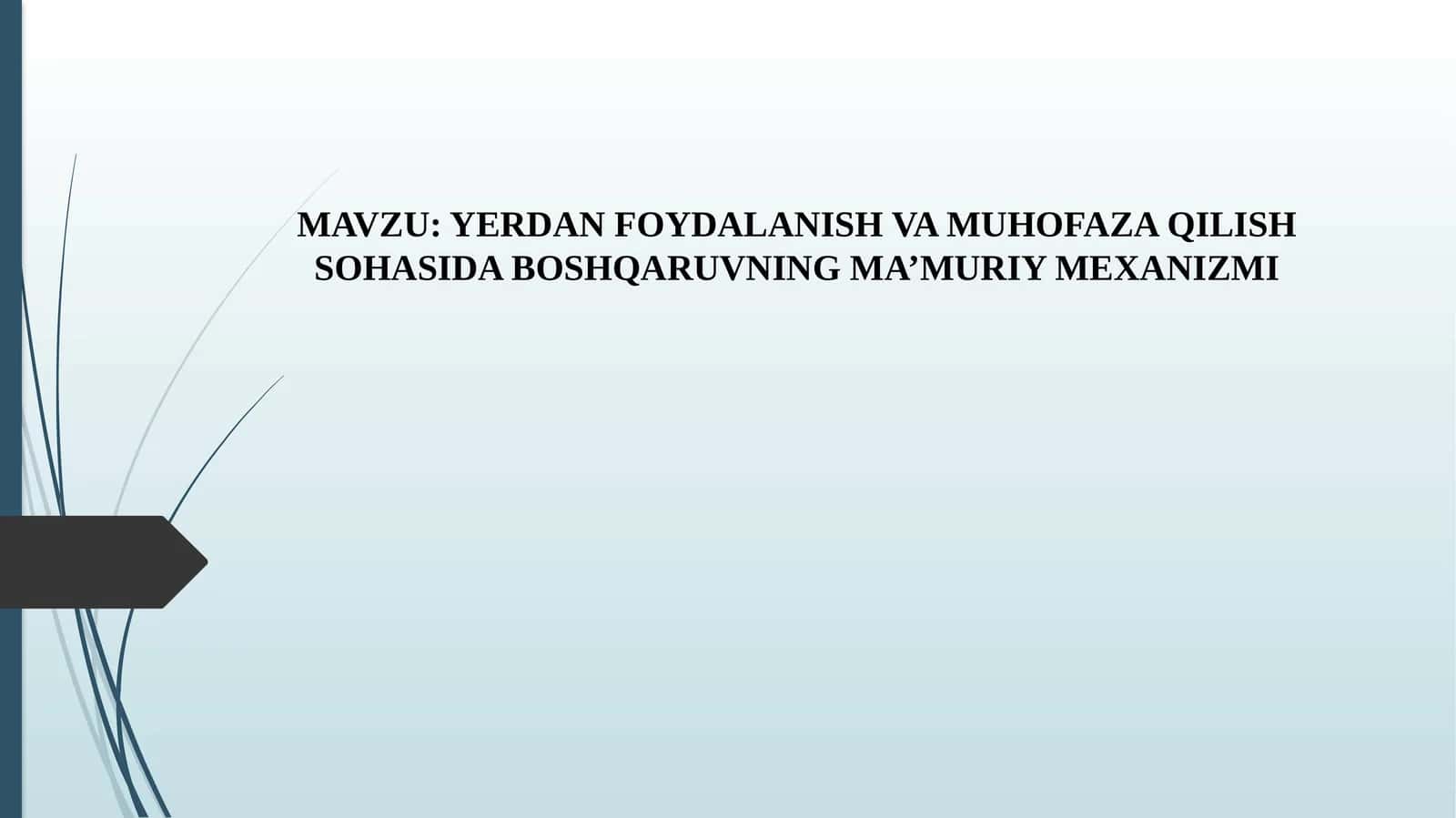 YERDAN FOYDALANISH VA MUHOFAZA QILISH SOHASIDA BOSHQARUVNING MA’MURIY MEXANIZMI 1