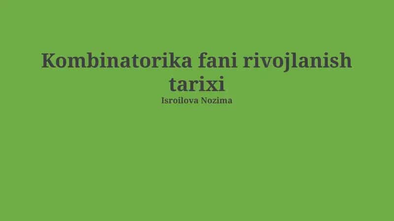 Kombinatorika fani rivojlanish tarixi 1
