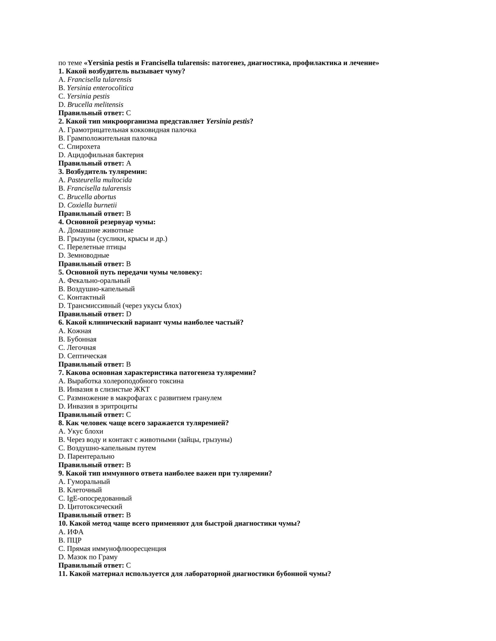 Yersinia pestis и Francisella tularensis: патогенез, диагностика, профилактика и лечение 1