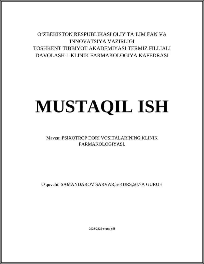 Antidepresantlarning farmakologik xususiyatlari 1