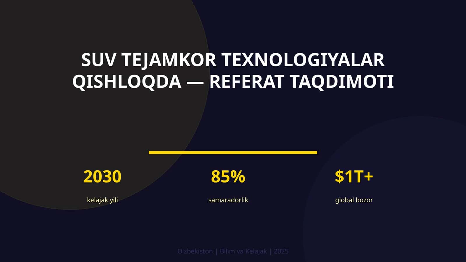 Suv tejamkor texnologiyalar qishloqda — referat taqdimoti 1