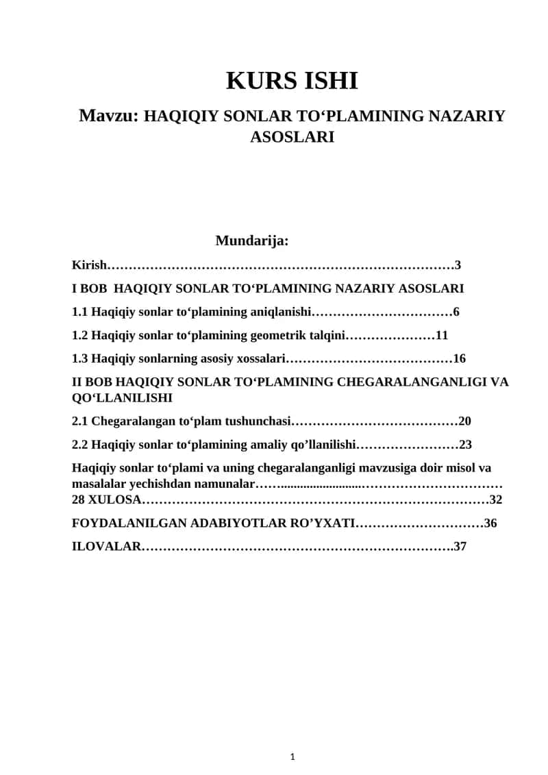 HAQIQIY SONLAR TO‘PLAMINING NAZARIY ASOSLARI 1