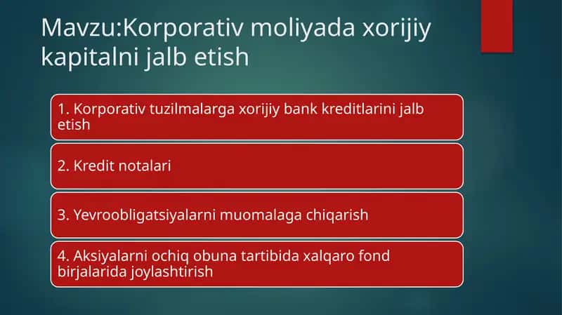 Корпоратив молия дахорижий капитални жалб этиш 1