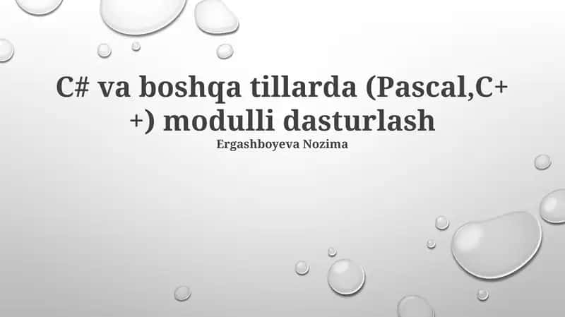 Modul Dasturlash Tushunchalari 1