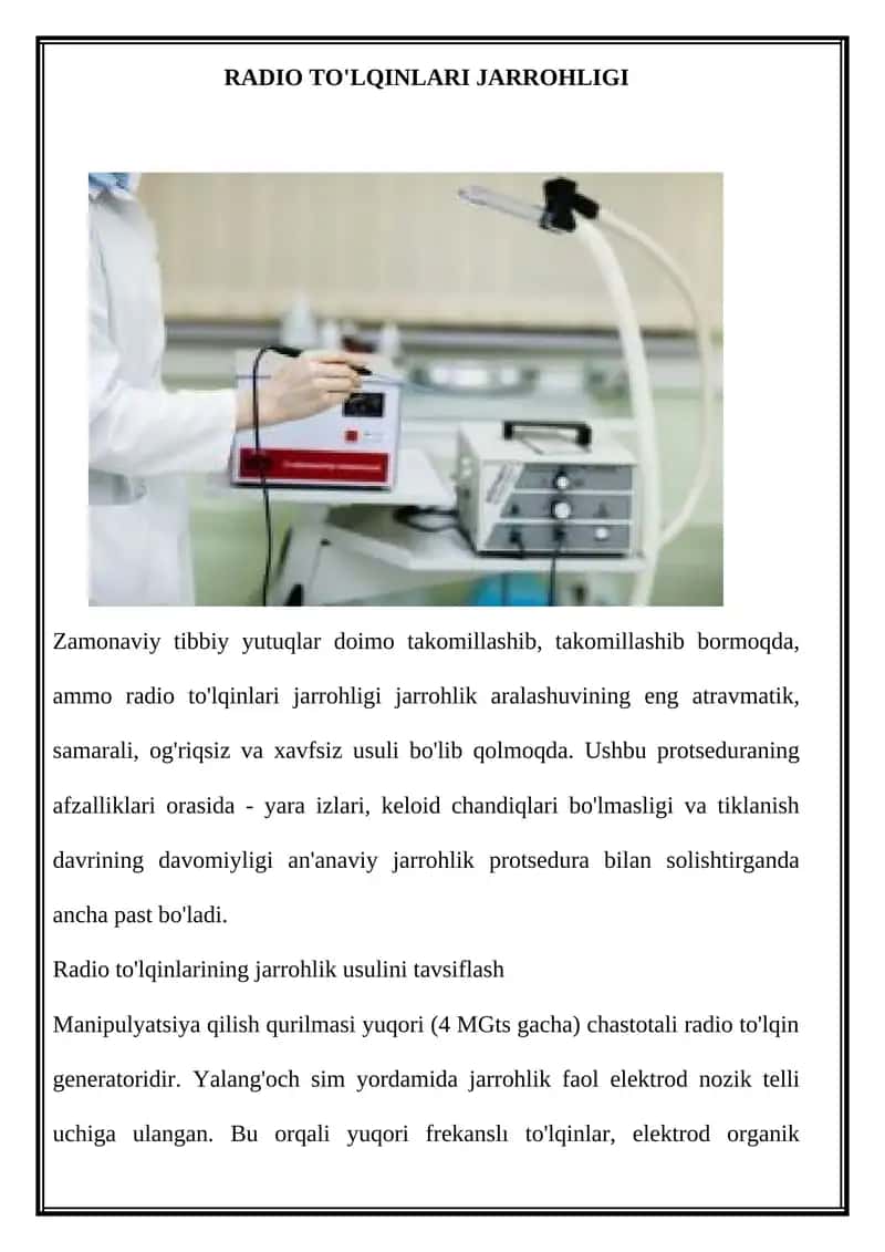 RADIO TO'LQINLARI JARROHLIGI 1