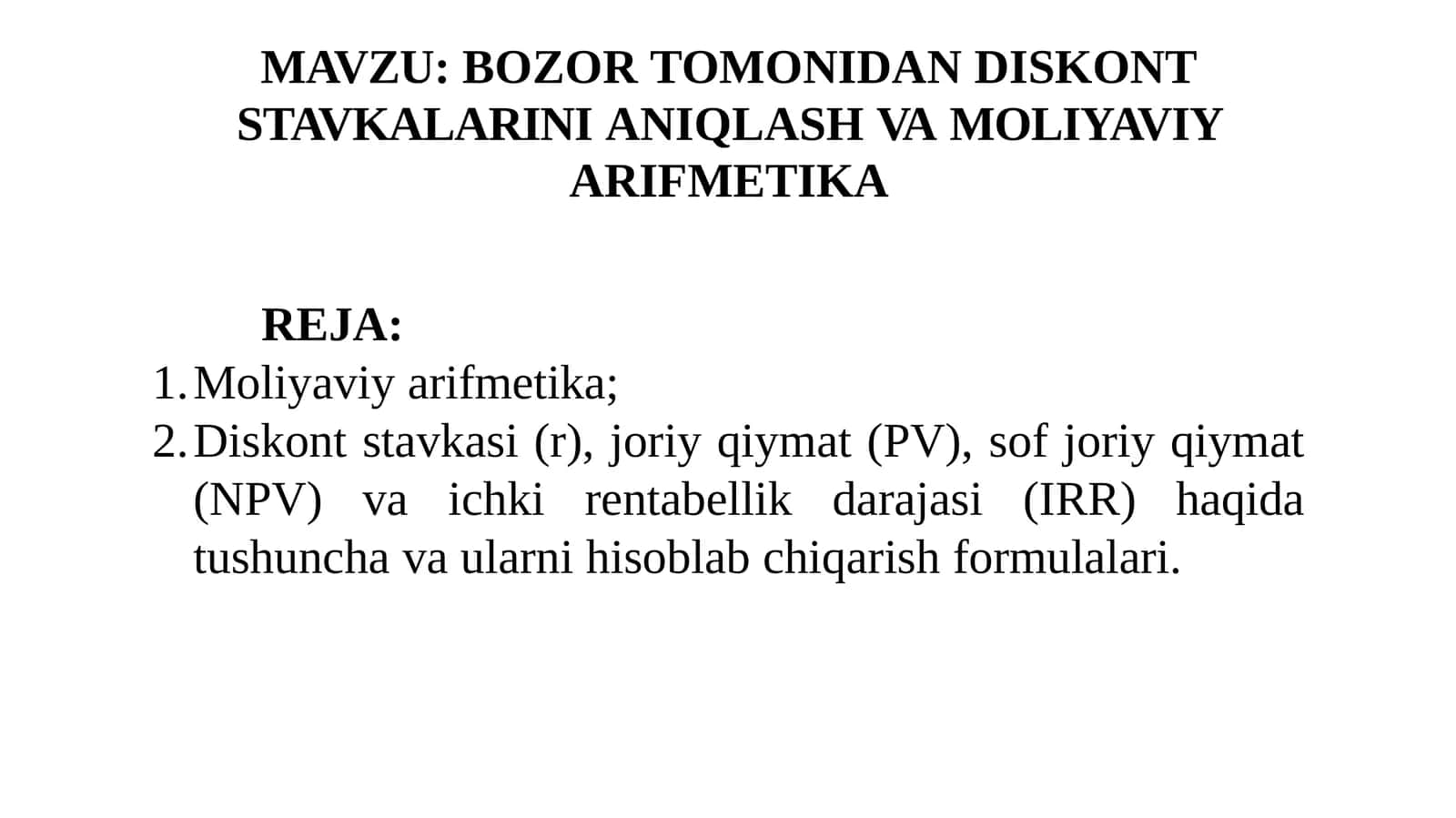 Iqtisodiyotga oid misol va masalalar. 1