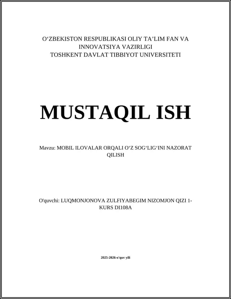 MOBIL ILOVALAR ORQALI OʻZ SOGʻLIGʻINI NAZORAT QILISH 1
