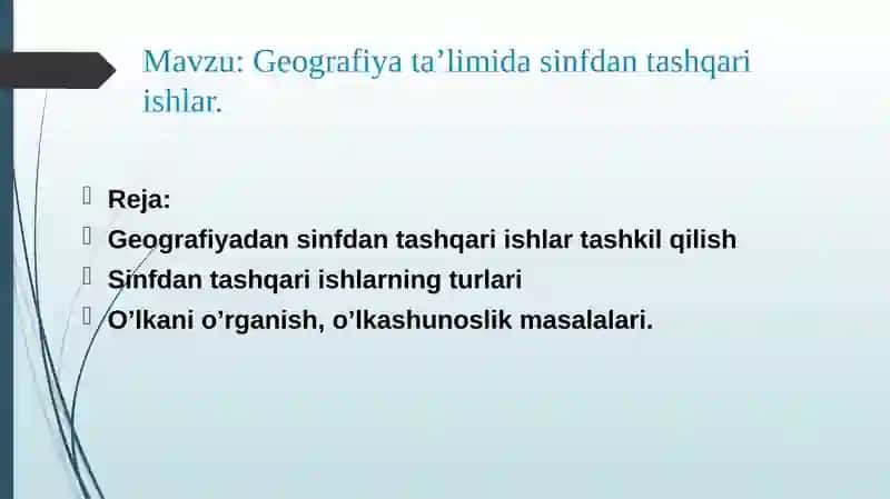 Geografiya ta’limida sinfdan tashqari ishlar. 1